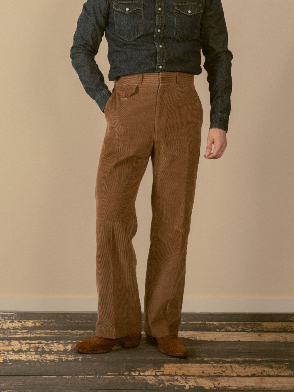 VTG 60s 70s Haggar Corduroy 35x31 Trousers Brown Made in USA Talon Zip Pants